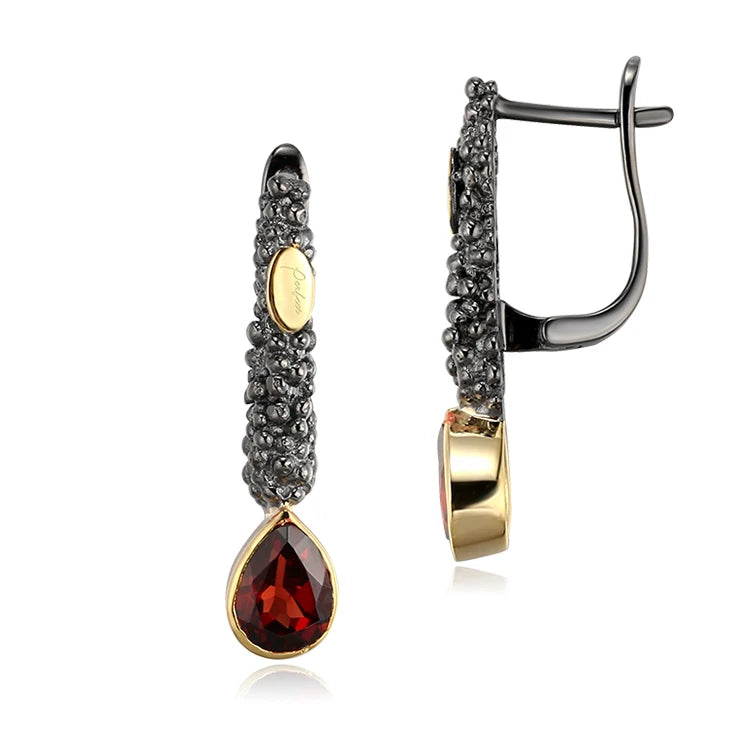 Wholesale Women's Vintage Garnet 925 Sterling Silver Pendant Earrings with English Lock for Party and Gift