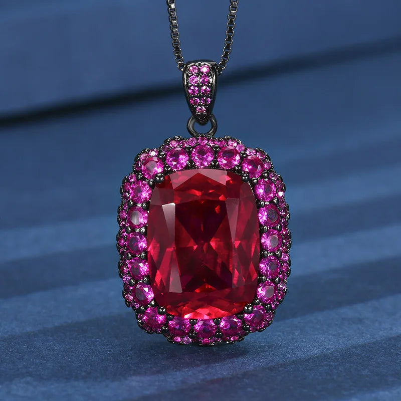 Gemfiori New High-end Light Luxury High-quality Set Pendant Ring Jewelry Inlaid with Shiny Zircon Fashionable Jewelry Set