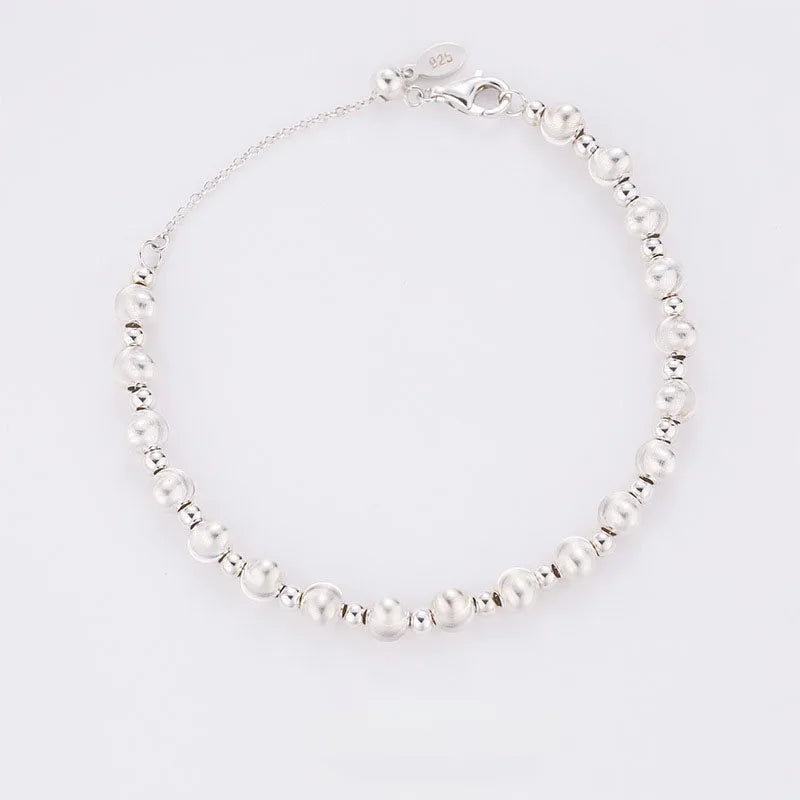 MuShan Jewelry Vintage Cat's Eye Brushed Beaded Bracelet Women Italian Gold-plated 925 Silver Wedding Gift