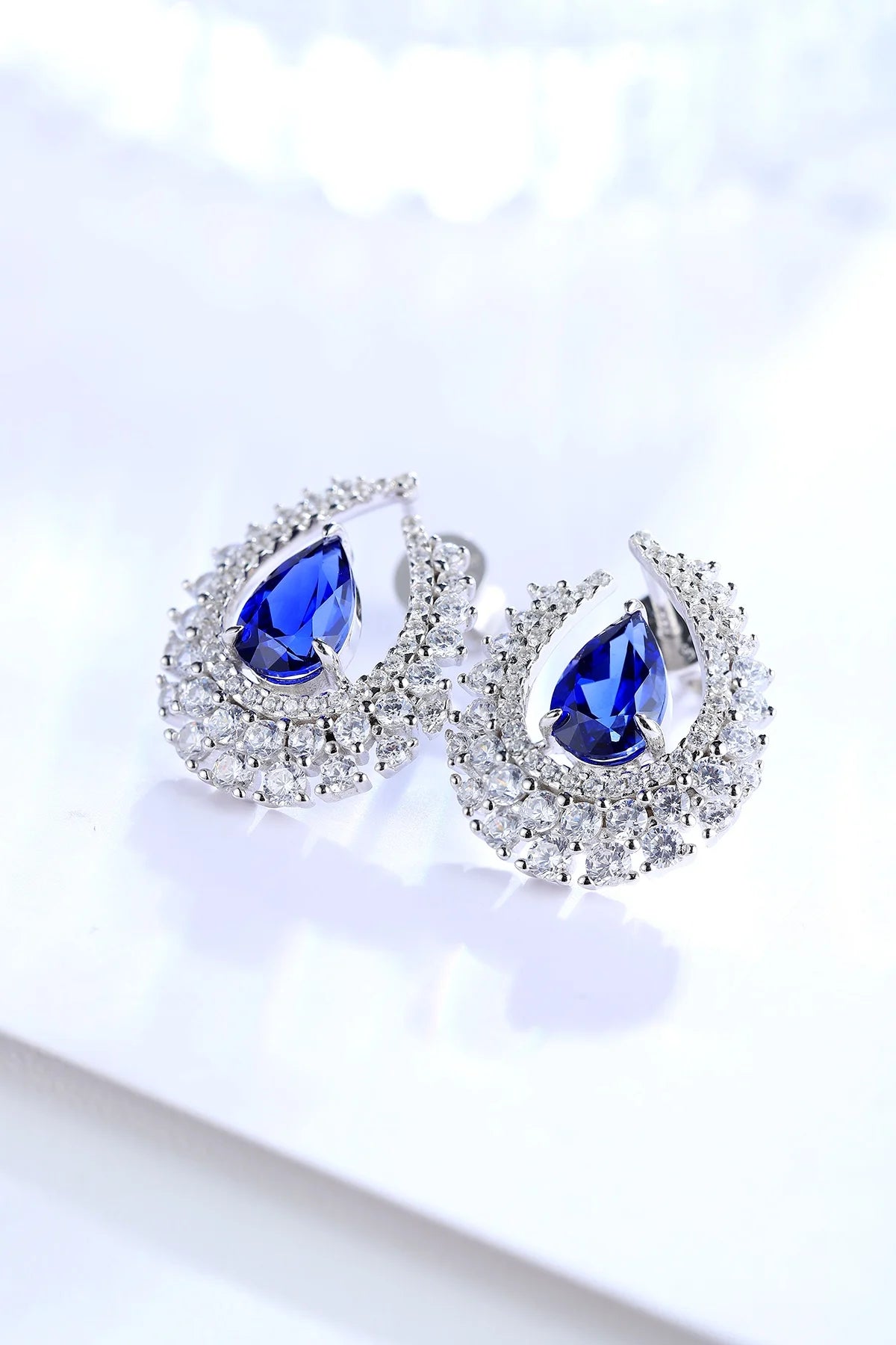 Gemfiori Anster High Quality S925 Lab Grown Sapphire Earring Stud Dainty Gemstone Stud Earrings for Women Daily Wear Gift