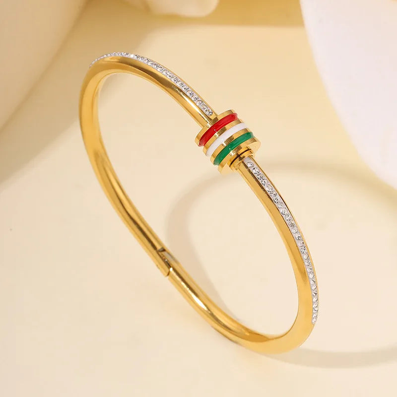 REBEL Stainless Inoxydable Stainless Steel 18K Gold Plated Roman Women Fashion Jewelry Bracelets Bangles