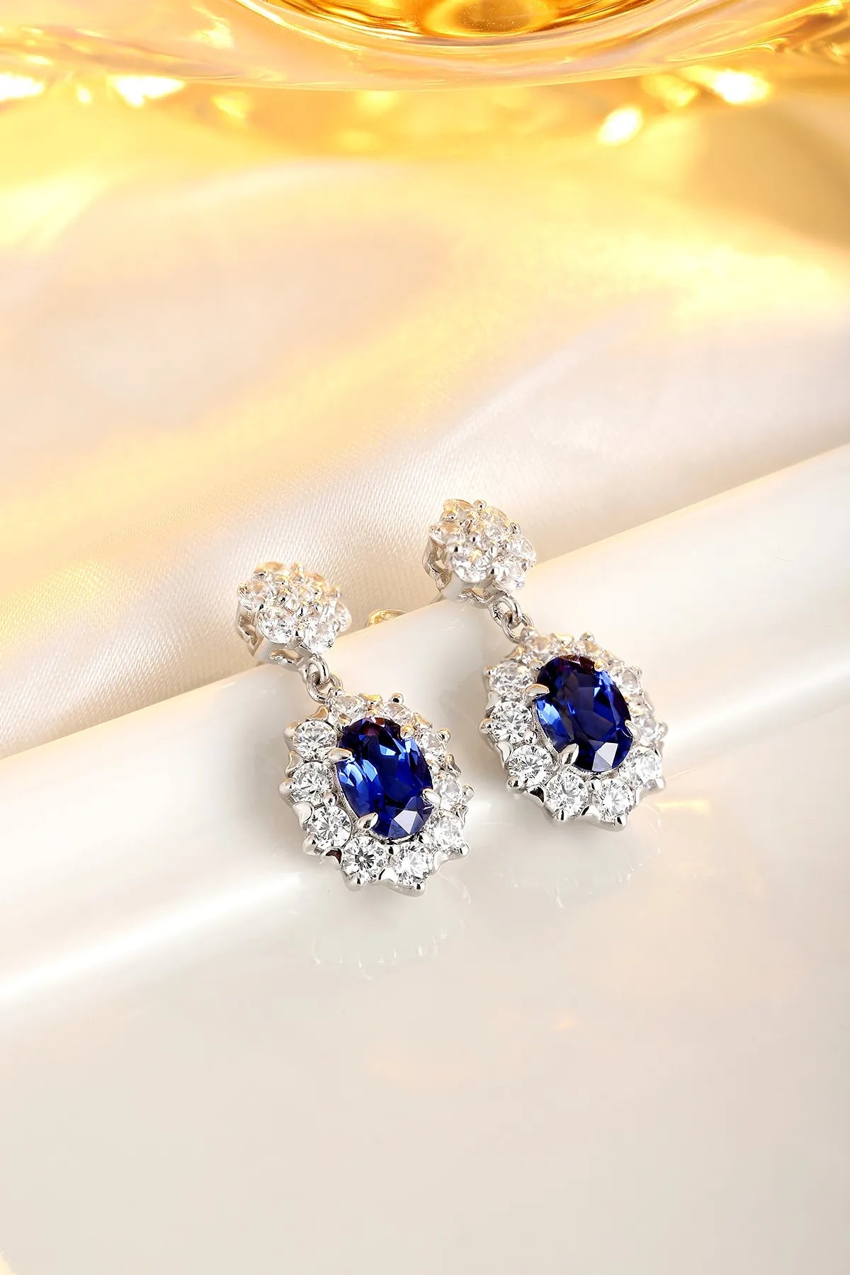 Gemfiori Anster High Quality S925 Lab Grown Sapphire Earring Stud Dainty Gemstone Stud Earrings for Women Daily Wear Gift