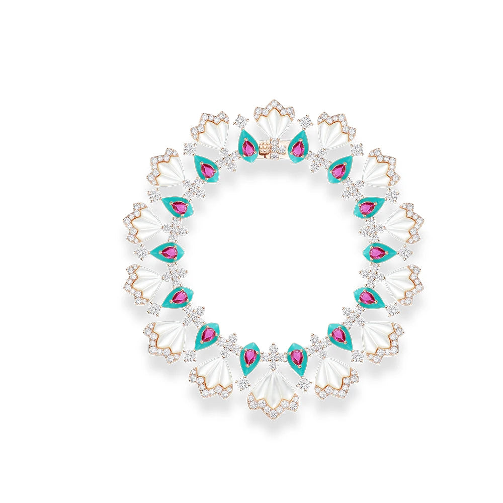 Women's White Shell Evening Dress Set Brass Jewelry Exaggerated Short Necklace Earrings Rings Bracelets Wholesale