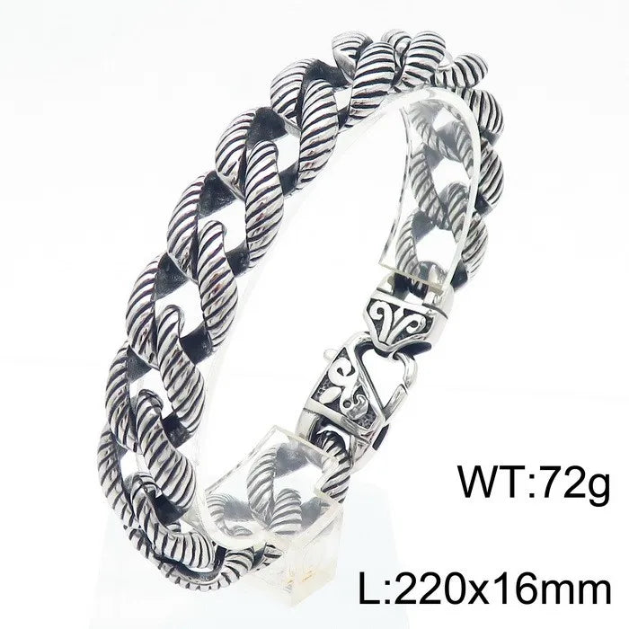 KALEN Men Fine Jewelry Fashion Bracelets Gothic Style Stainless Steel Cuban Links Bracelet Bangle
