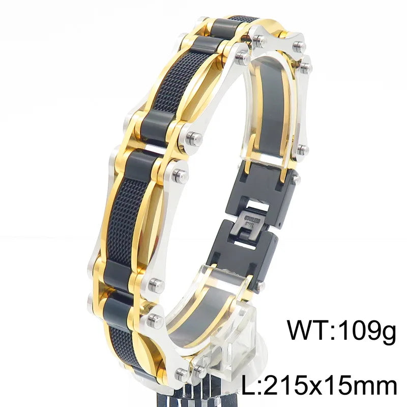 KALEN Stainless Steel Jewelry Fashion Bracelets Bike Chain Links Bracelet Homme for Men