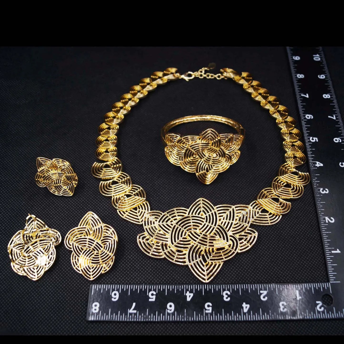 Zhuerrui Italian Gold Luxury Wedding Jewelry Sets Simple Necklace Bracelet Earrings Ring Jewellery Set Bridal Accessories H00721