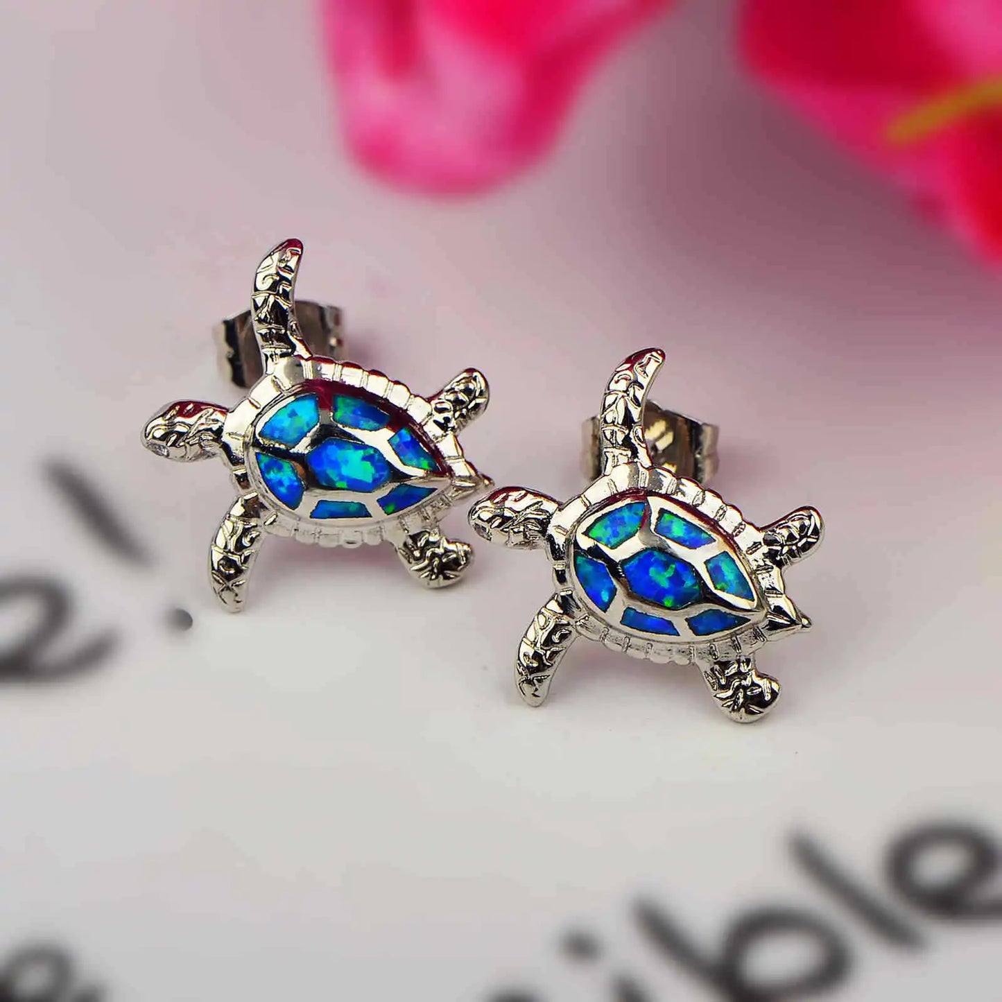 Elegant Ocean Turtle Opal Earrings  Dainty Studs with Inlaid Opal for Premium Style