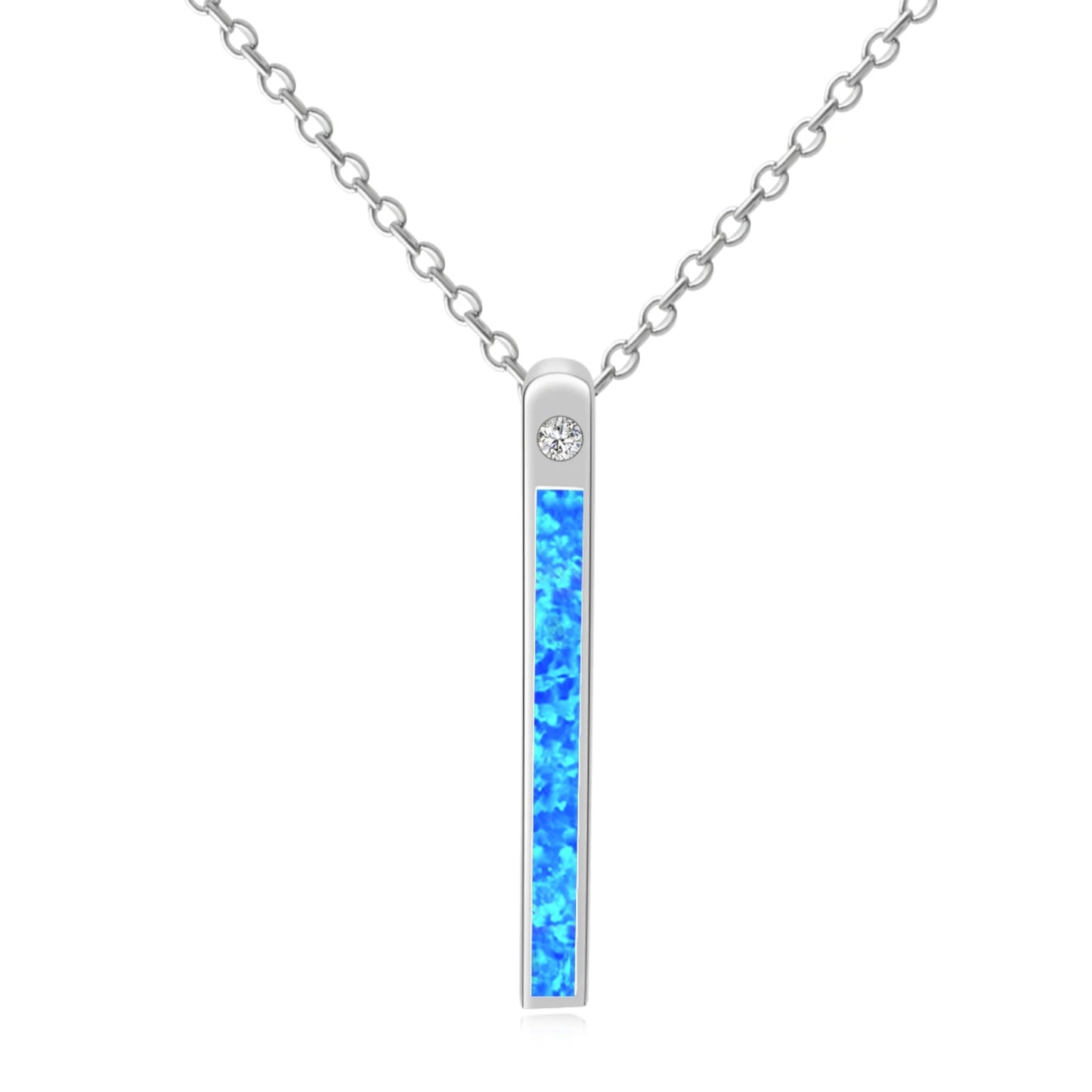 Bar Pendant Necklace Aobao Opal Inlaid Crystal Accent Fashion Jewelry