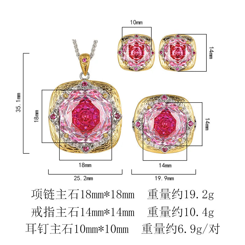 REDheart Copper Inlaid Zircon Plated Trendy 18K Gold Plated Dragon Fruit Color Women's Wedding Party Necklace
