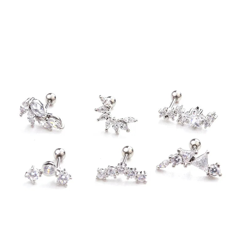 S&S 18K Gold Plated Zircon Stud Earrings | Stainless Steel Ear Bone Nail | S&S Collection