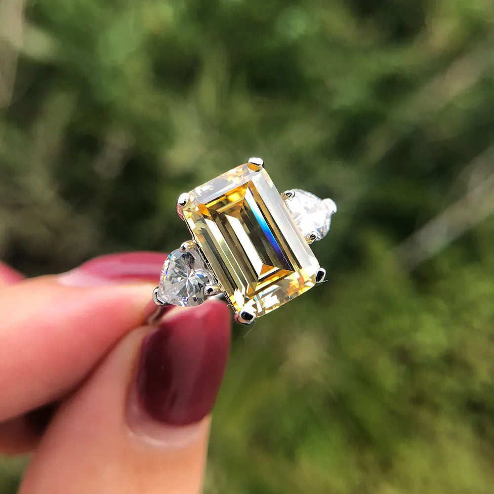 MuShan Jewelry Factory Luxury Platinum Plated Silver Simulated Gemstone Emerald Cut 5 Carat 12*8 Niche Design Cube Sugar Party