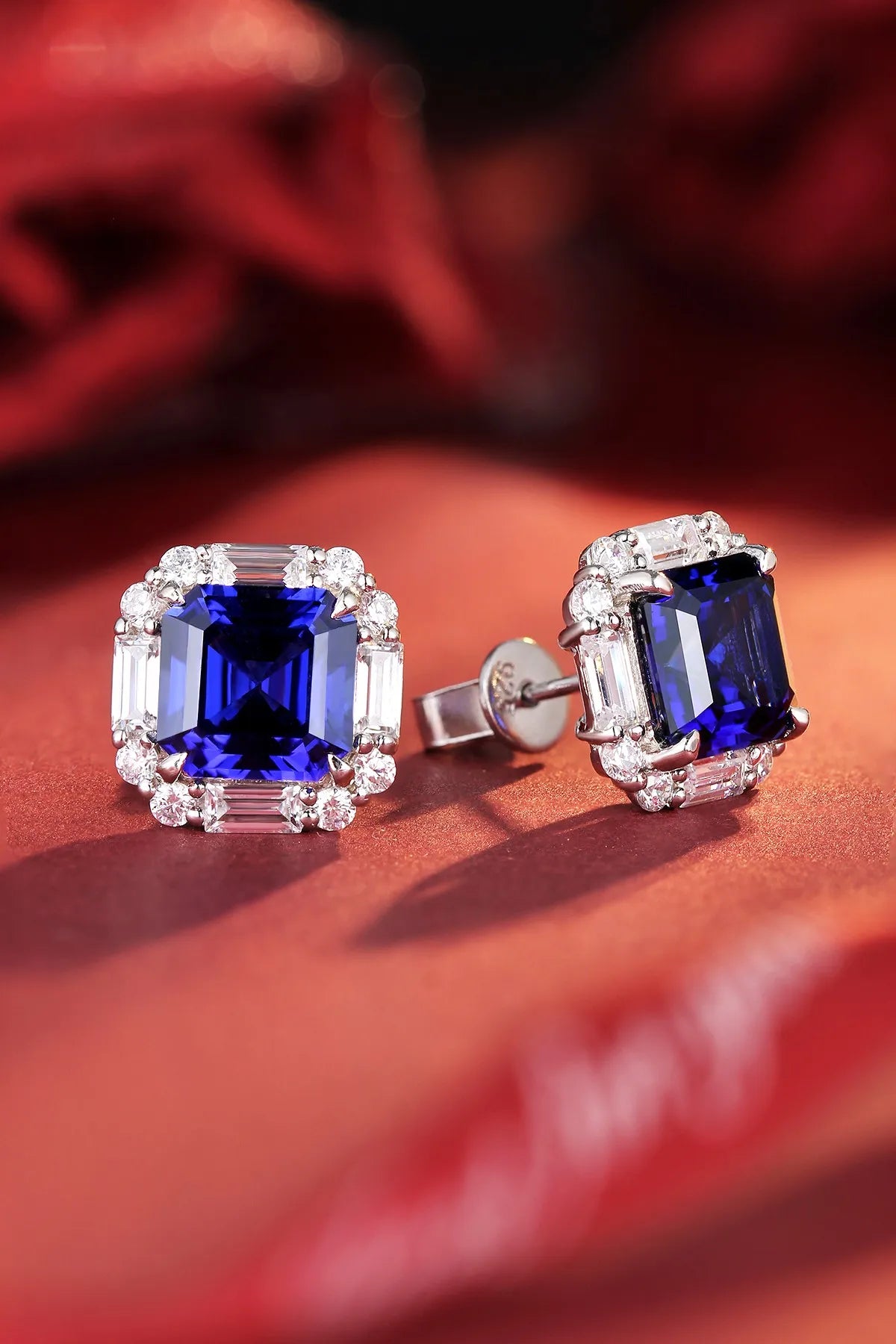 Gemfiori Anster High Quality S925 Lab Grown Sapphire Earring Stud Dainty Gemstone Stud Earrings for Women Daily Wear Gift