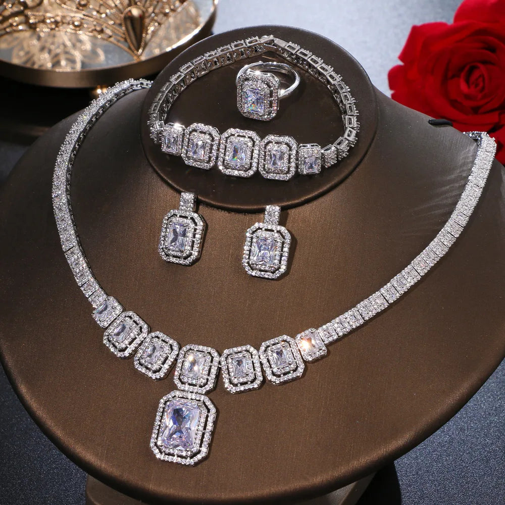 High Quality Necklace Jewelry Set Gold Rhodium Plated Ladies Fashion Italian Jewelry Luxury Dubai Costume Jewelry Sets