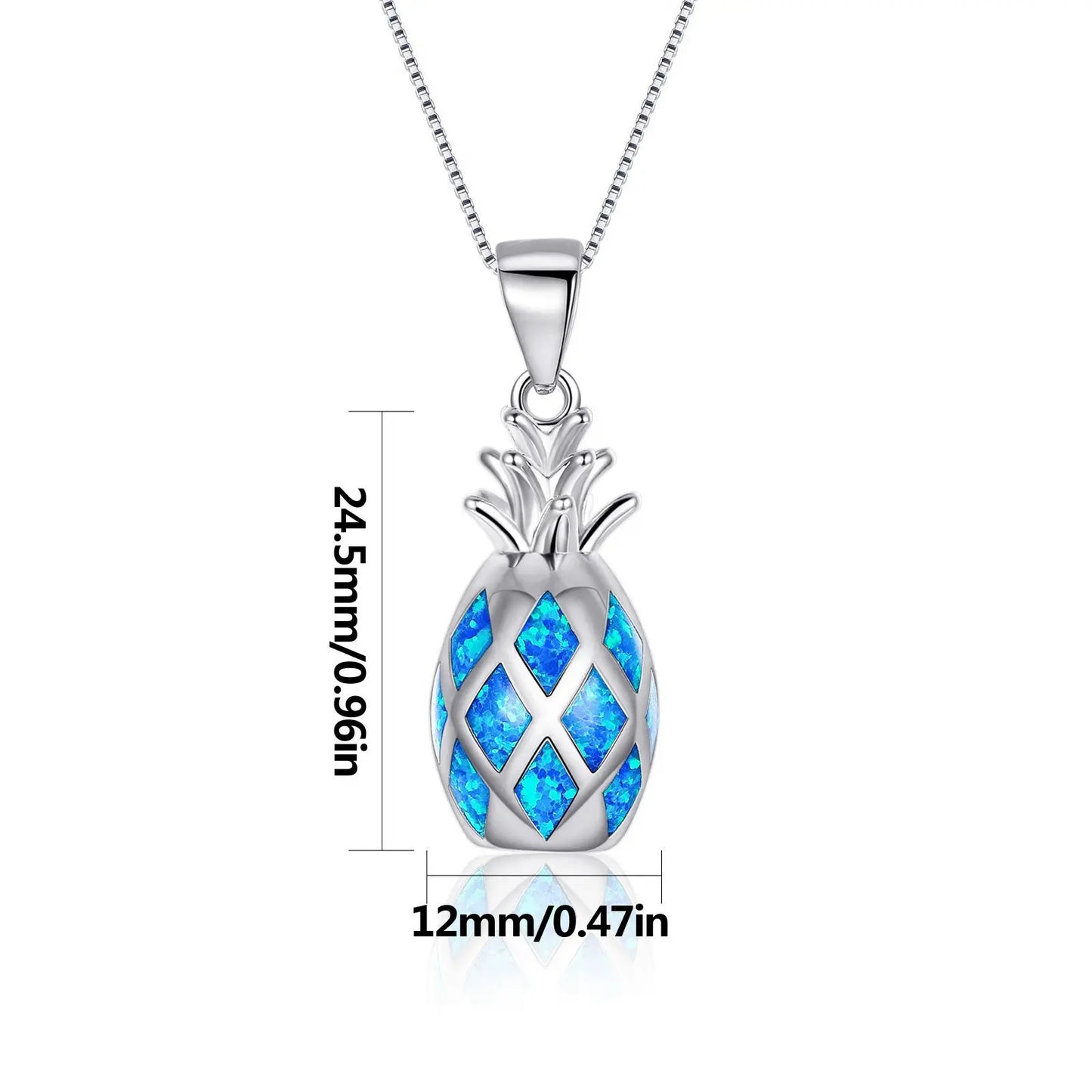 Aobao Pineapple Necklace Pineapple Pendant Copper Alloy Link Chain Opal Necklace Gift