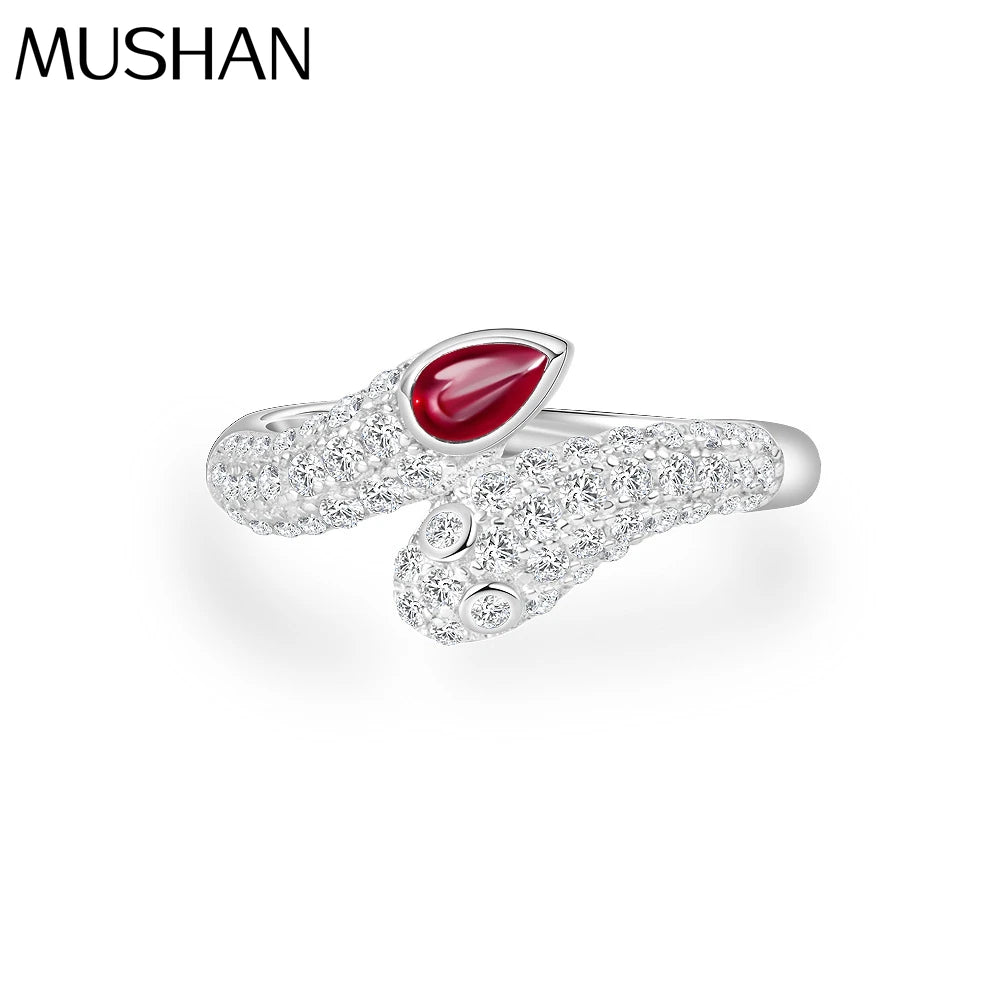 MuShan Jewelry Factory New 0.3ct Teardrop Lab Grown Red and Blue Sapphire 3*5 Ring With Full Diamonds From Europe and America