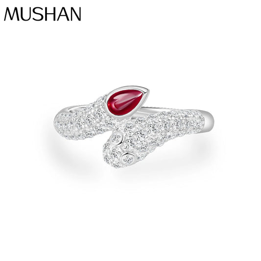 MuShan Jewelry Factory New 0.3ct Teardrop Lab Grown Red and Blue Sapphire 3*5 Ring With Full Diamonds From Europe and America