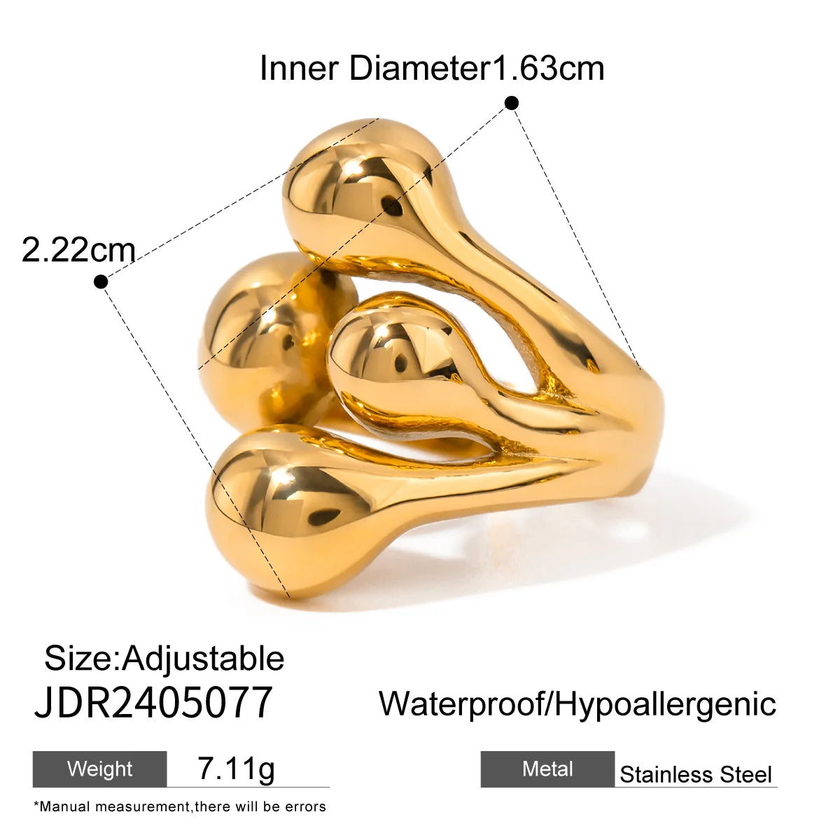 S&S Zircon Geometric Statement Ring | 18K Gold Plated | S&S