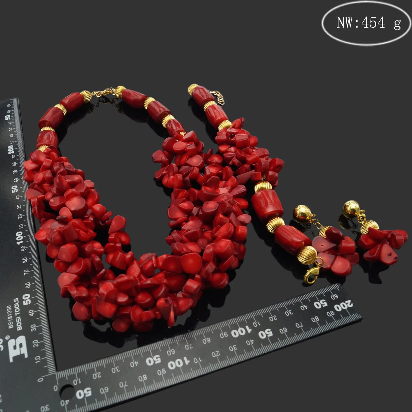 Zhuerrui Elegant Red Coral Beads Design Set Gold Accessories Necklace Sets Exquisite Craftsmanship Suitable for Party HF17041302