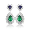 Gemfiori Vintage Sterling 925 Silver Drop Earrings Rhodium Plated Pear Cut Lab Grown Gemstones Women's Wedding Gift Claw Setting
