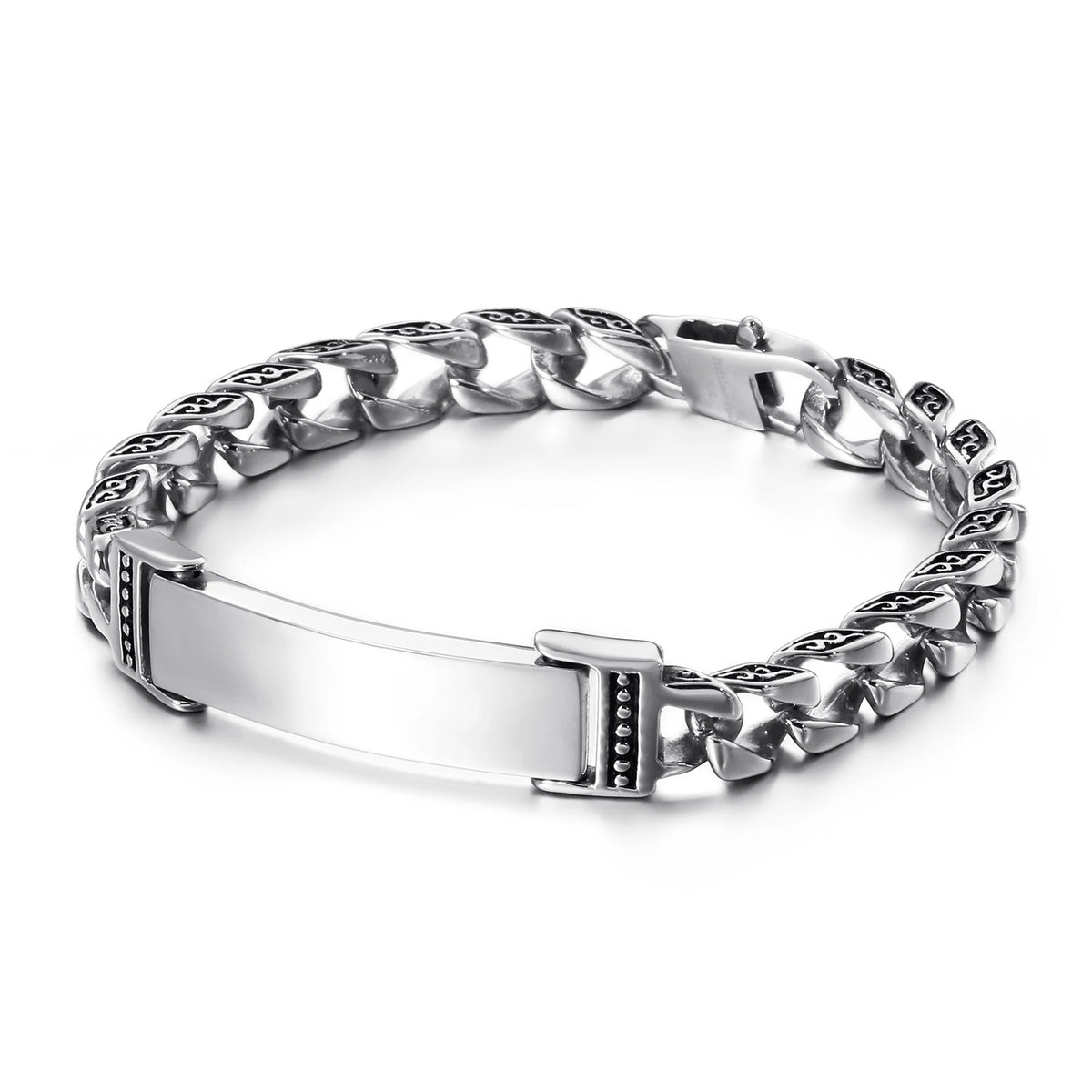 VIKING Mens Retro Skull Charm Bracelet – Silver Stainless Steel