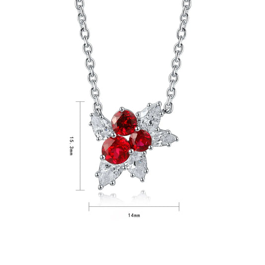 Gemfiori Anster 925 Sterling Silver High-quality Cultivated Ruby Necklace - Suitable for Parties or As a Gift