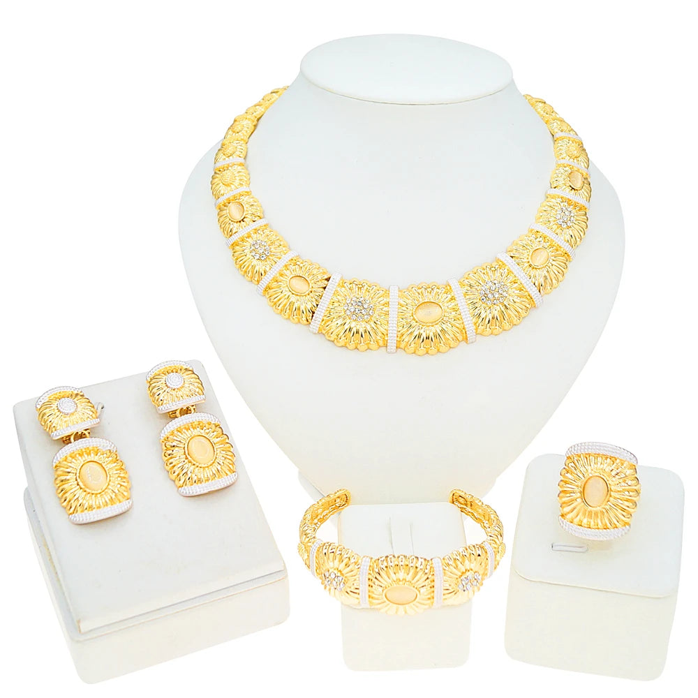 Zhuerrui Italiano Gold Designs Women Jewellery Set Party Fine Costume Jewelry Set Luxury Big Necklace Jewellery Sets I007020