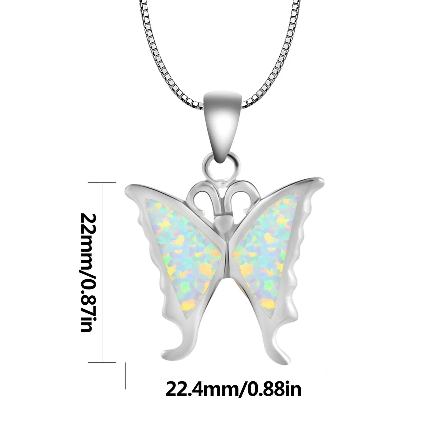Aobao Opal Inlaid Butterfly Necklace Cute Forest Tiny Butterfly Pendant Fashion Jewelry Bulk for TikTok