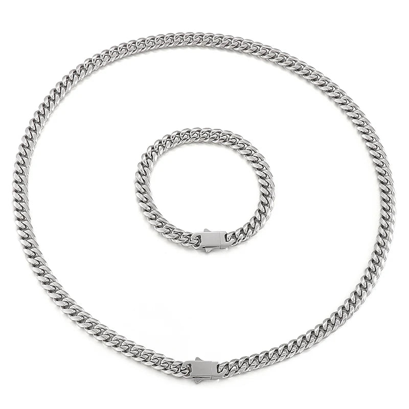 REBEL Fashion Jewelry Luxury Gold Set Dubai Gold Plating Men Charms Bracelets Necklaces Stainless Steel Jewelry Sets