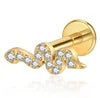 S&S ASTM F136 Titanium Labret Stud | Zircon | 83 Designs | Titanium & Gold