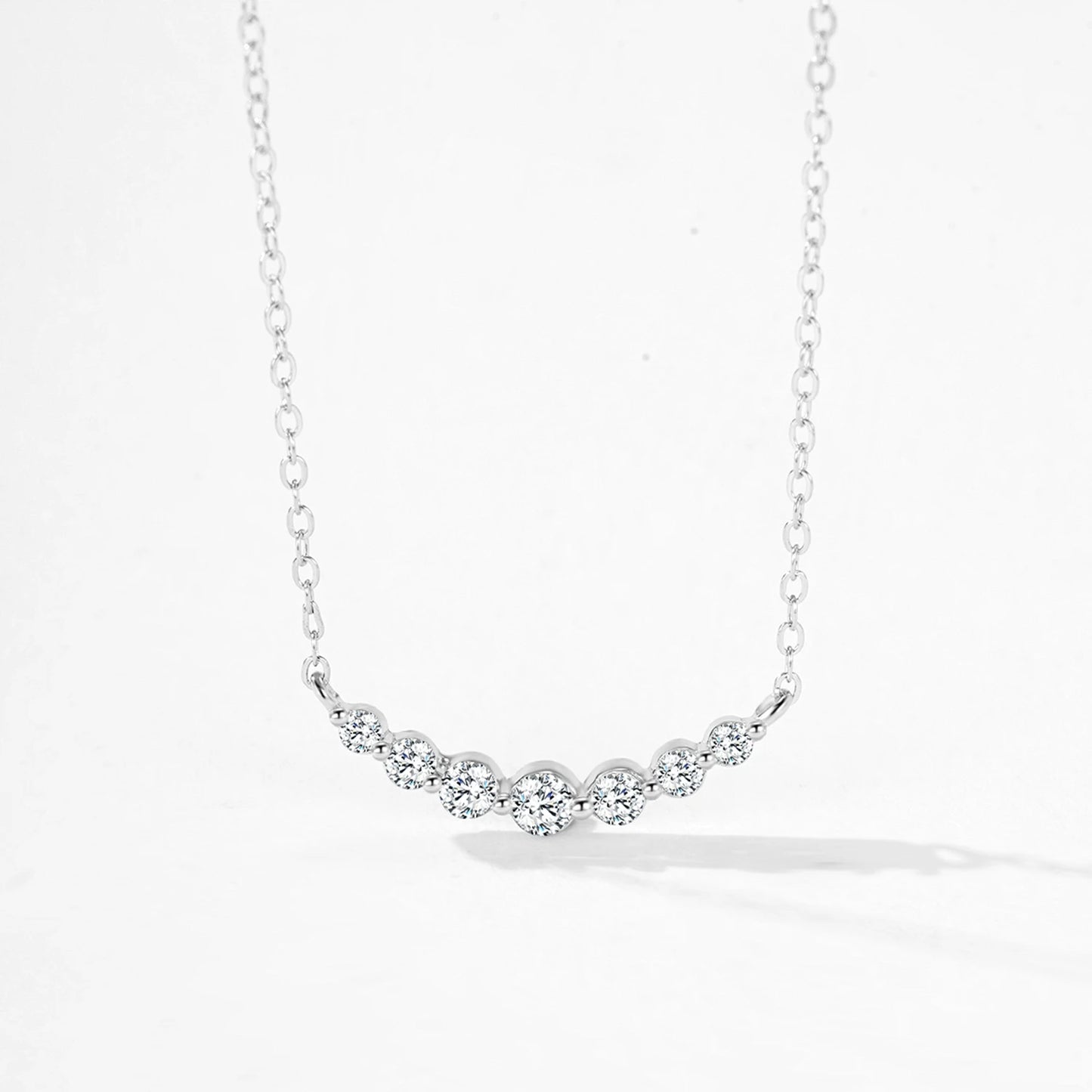 Ailmay 925 Sterling Silver Sweet Smile Curve Earrings Necklace Jewelry Set For Women, Jewelry Wedding Engagement Bridal Jewelry