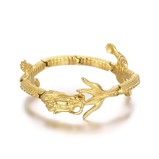 KALEN Men Punk Vivid Stainless Steel Robust Chinese Dragon Links Bracelet