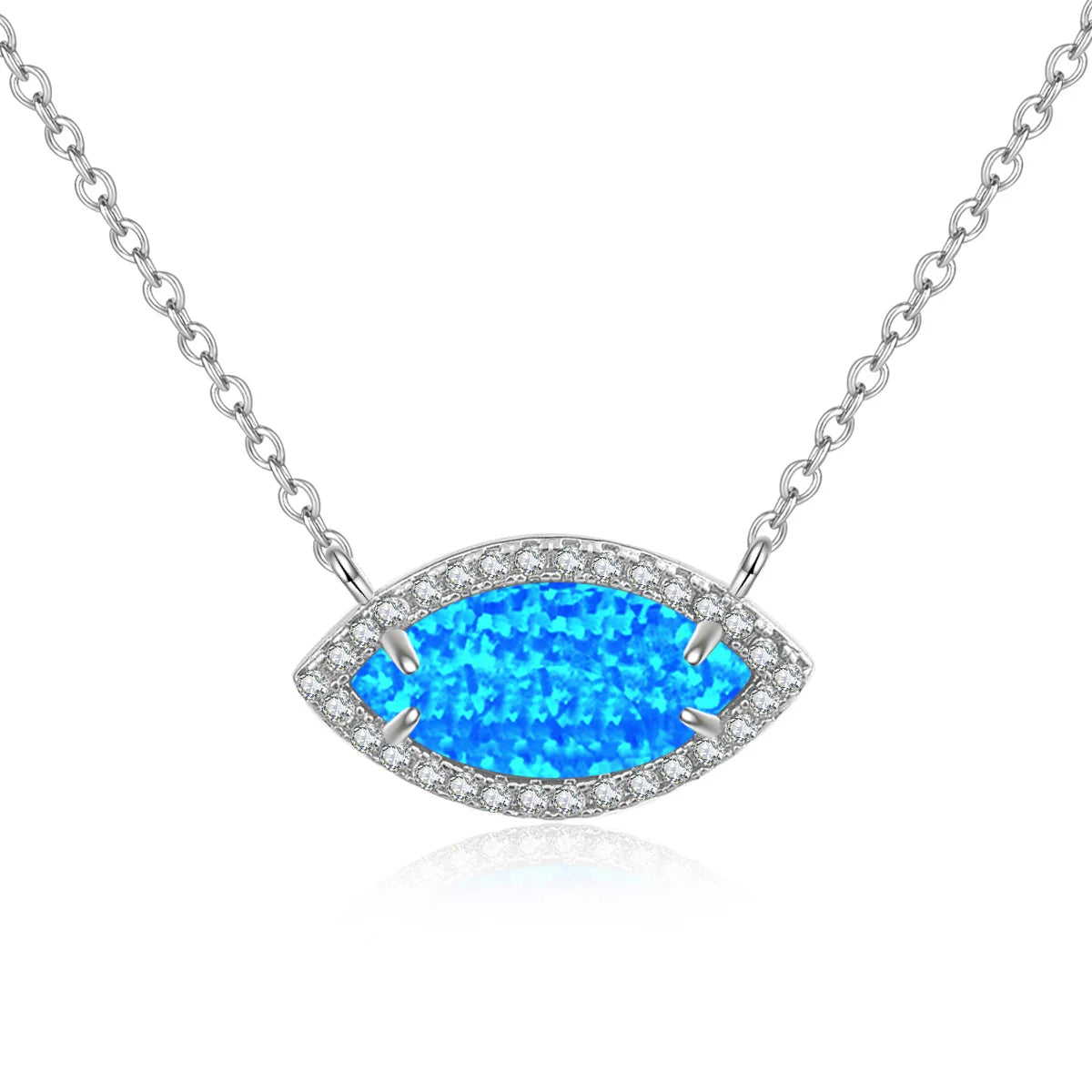 geometric Silver Plated Copper Alloy Opal Lariat Necklace for Women Aobao
