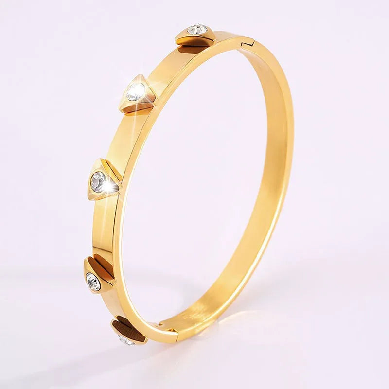 REBEL Stainless Inoxydable Stainless Steel 18K Gold Plated Roman Women Fashion Jewelry Bracelets Bangles