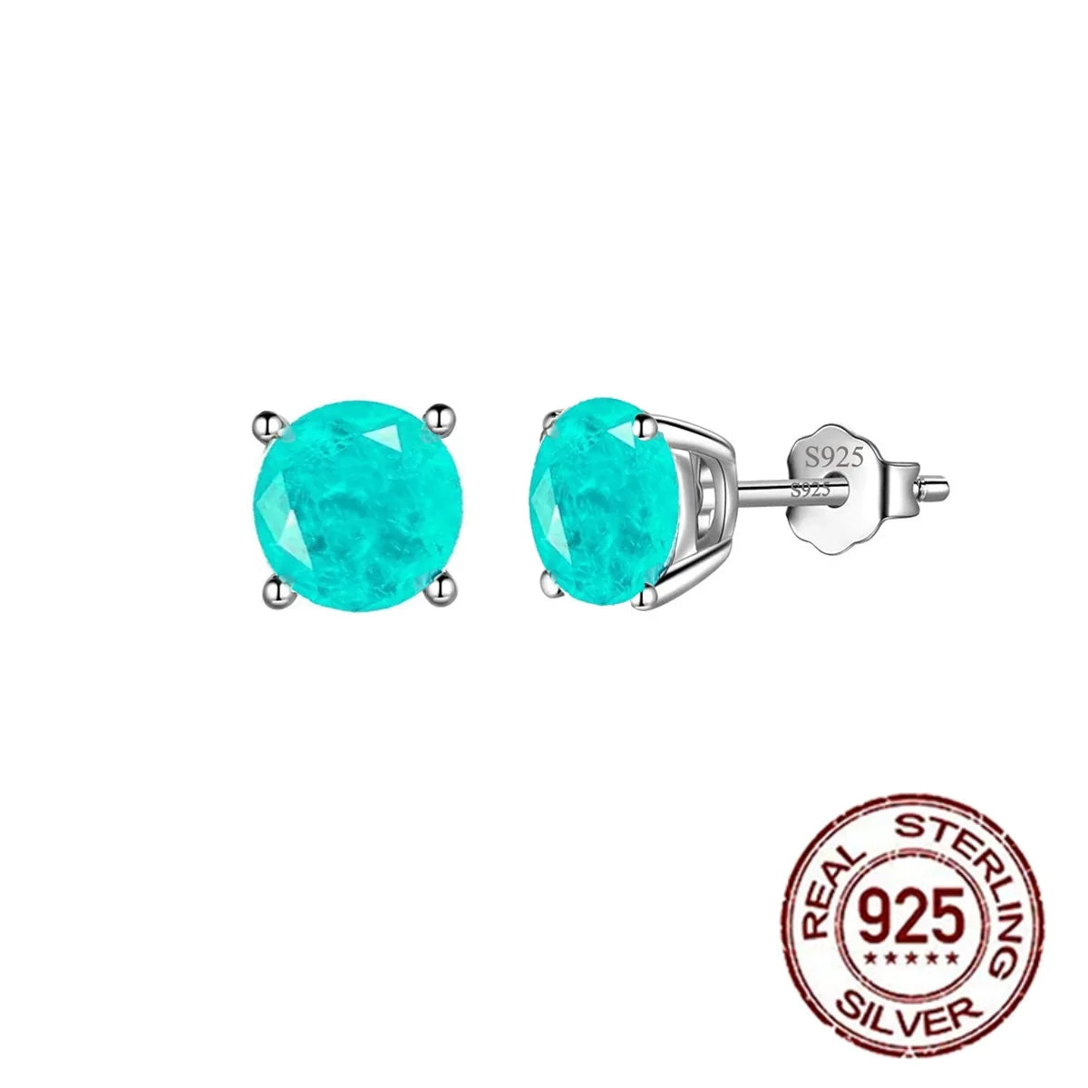S&S 925 Sterling Silver Paraiba-Style CZ Stud Earrings – 6 Shapes – Collection
