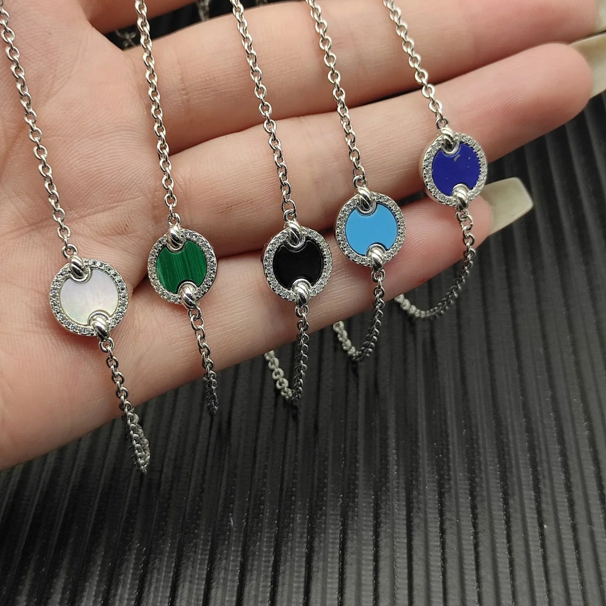 FASHIONISTA DY High-Quality Silver-Plated Round Beaded Bracelet with Diamonds, Gold-Plated Colored Gemstone Bracelet, Jewelry