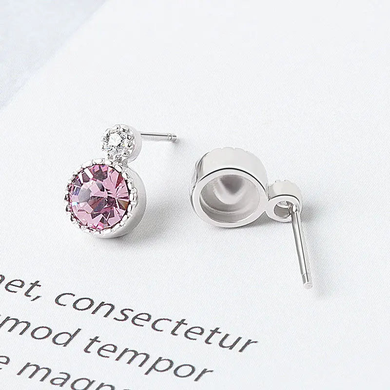 Fine Jewelry 925 Sterling Silver Marine Heart Jewelry Set Light Luxury Colorful Diamond Necklace Earring Bracelet 3 Piece Set