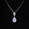 ArtistA Abiding Simple Vintage Faceted Pear Oval Rainbow Blue Moonstone Pendant Necklace 925 Silver Women Jewelry Necklace
