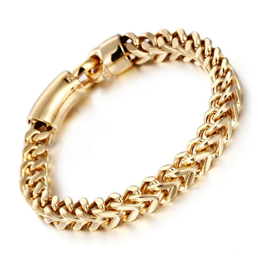 KALEN Fashion Jewelry Stainless Steel 18K Gold Links Chain Bracelet for Men