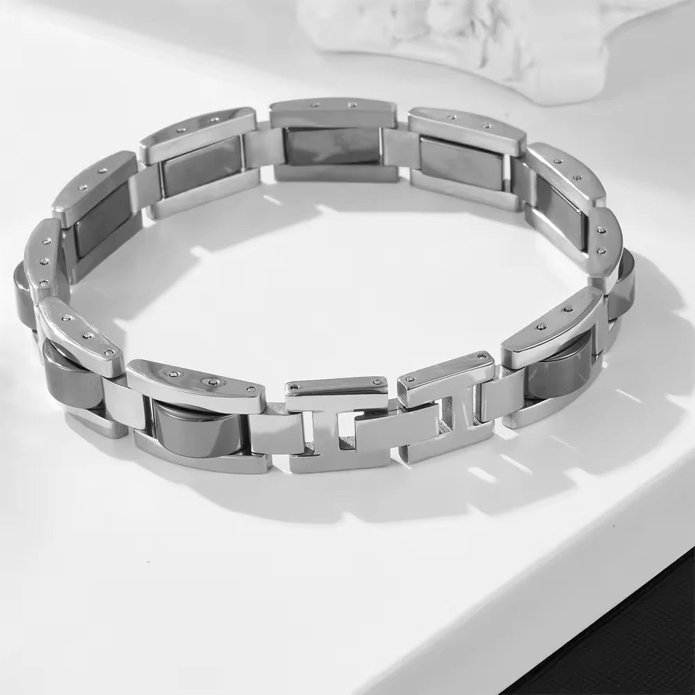 REBEL New Design Unisex Motorcycle Chain Biker Jewelry Stainless Steel Bracelet with Charms
