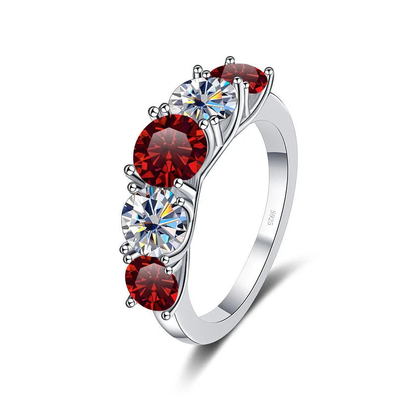 Fine 3.6CT VVS1 D Moissanite Row Rings 925 Sterling Silver Jewelry Pass Diamond Tester Colored Moissanite Rings for Women