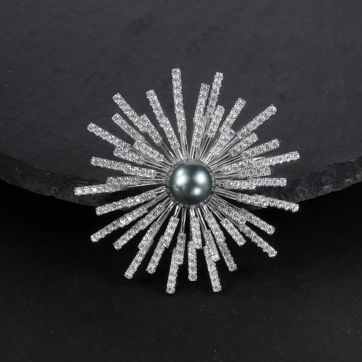 ArtistA F9909 Abiding Trendy Flower 925 Silver Real Natural Freshwater Pearl Ladies Brooch Shining Sunflower Big Brooch Pins for Gift