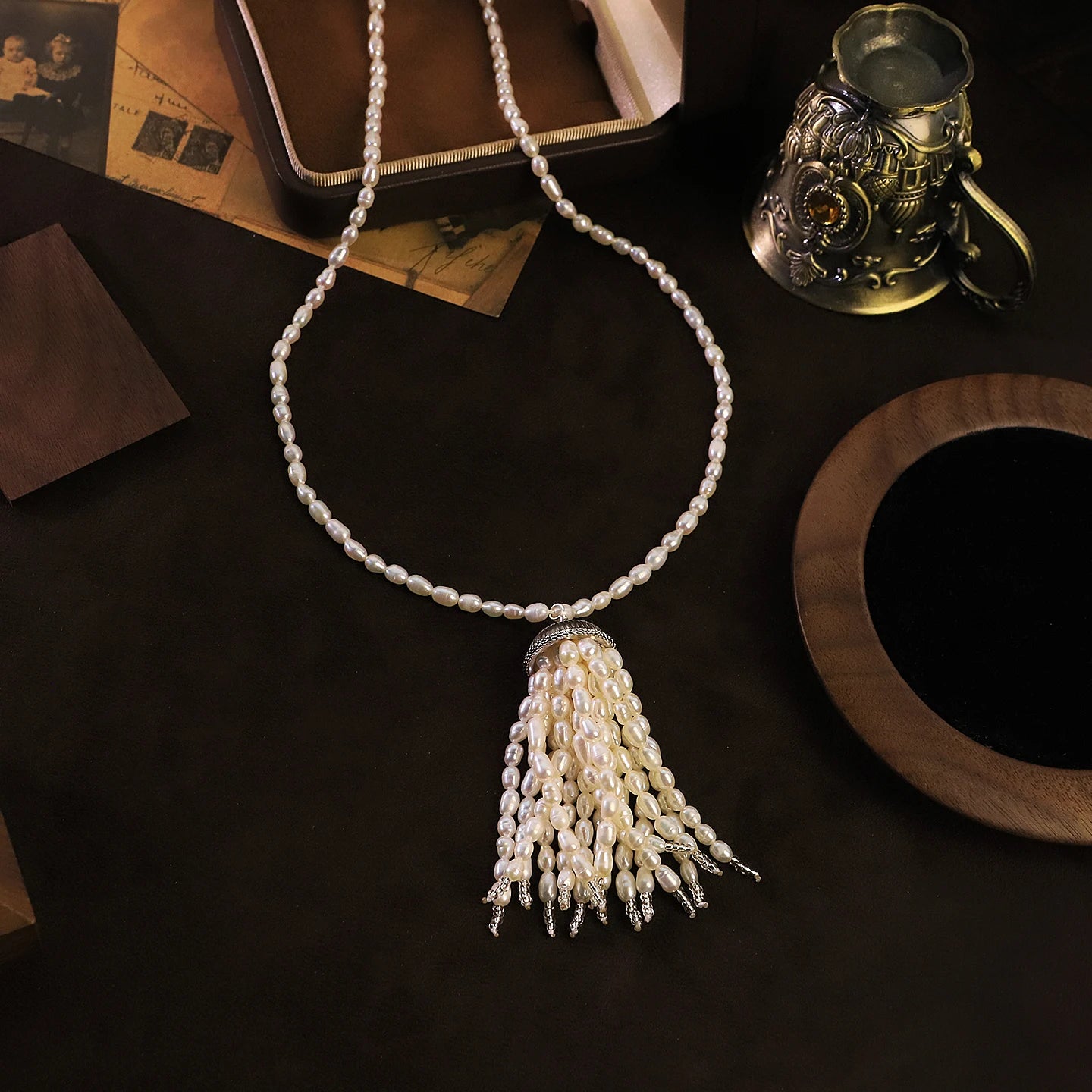 Natural Freshwater Pearl Tassel Necklace for Women Daily Party Wedding Dainty Bridal Necklace Korean Style Fashion Jewelry