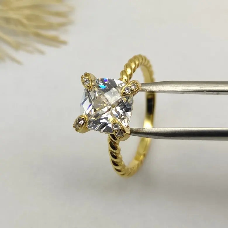 FASHIONISTA DY High-Quality Silver-Plated Diamond-Set Rings, Gold-Plated Colored Gemstone-Set Rings, Jewelry