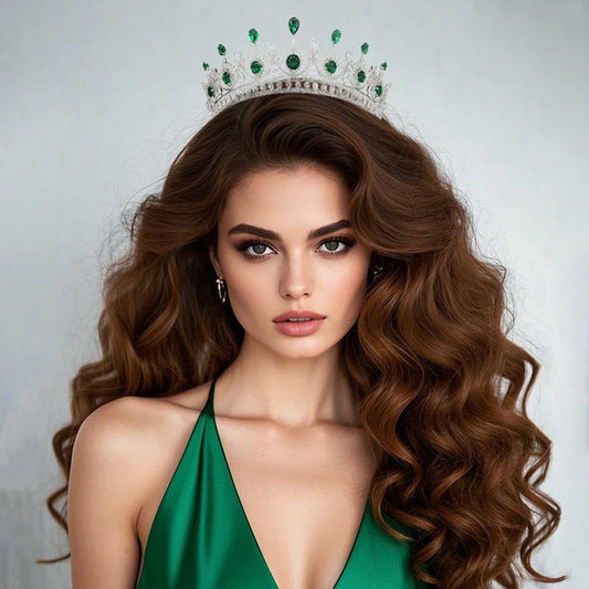 Elegant Luxurious Cubic Zircon Crown Hair Accessory Women's Headdress and Statement Headpiece for Bride Wedding and Pageants