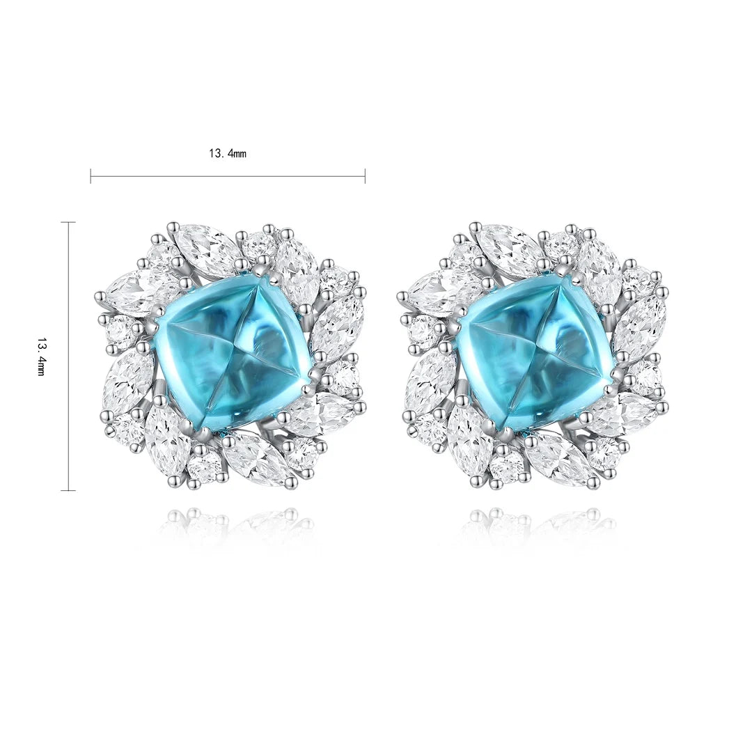 Gemfiori Anster High Quality S925 Lab Grown Paraiba Earring Stud Dainty Gemstone Stud Earrings for Women Daily Wear Gift