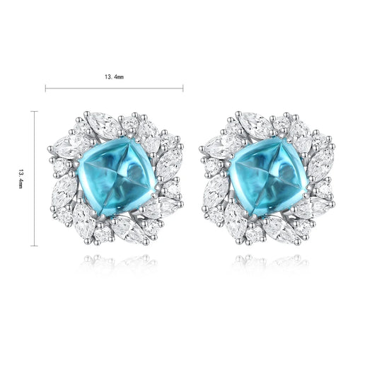 Gemfiori Anster High Quality S925 Lab Grown Paraiba Earring Stud Dainty Gemstone Stud Earrings for Women Daily Wear Gift