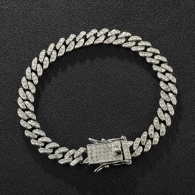 BiG-BOSS Hip Hop 9mm Diamond Cuban Chain Necklace for Men and Women Full Diamond with Zinc Alloy Fashion Charm for Bracelet by Stock