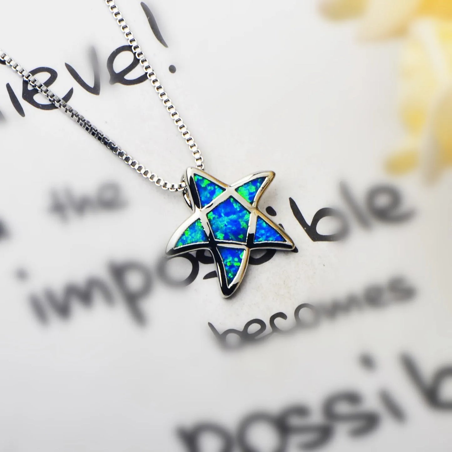 TikTok INS Wind Hawaii Beach Explosion Brass Opal Five-Pointed Star Necklace Cute Style Children's Wholesale Inlaid Charms