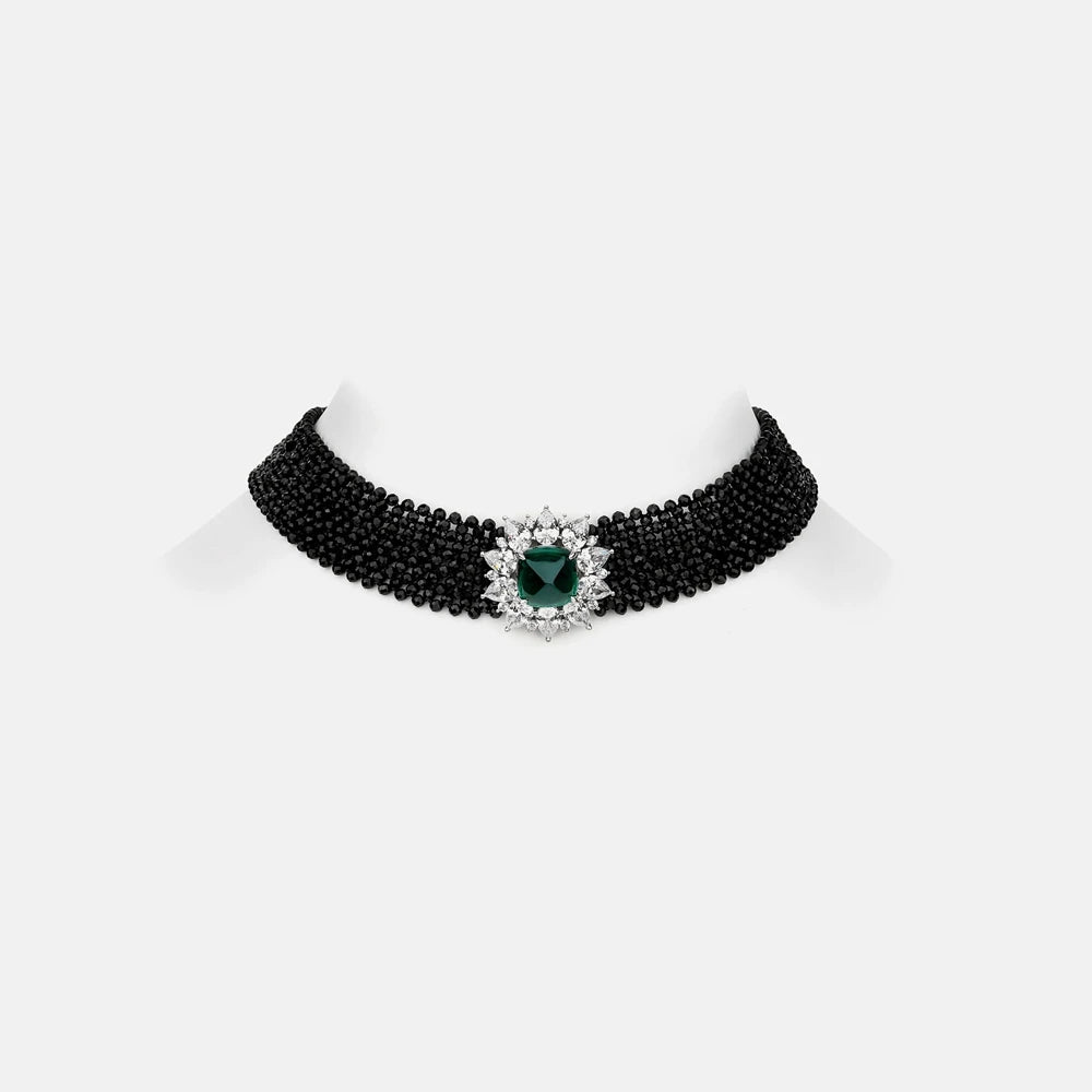 MUSHAN Jewelry Factory Black Spinel Woven Necklace S925 Sterling Silver Multi Layer Necklace European and American Jewelry