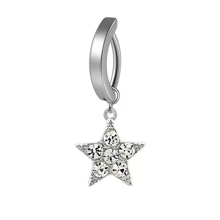 S&S Minimalist Curved Smooth Belly Button Nail butterfly Five Pointed Star Belly Button Buckle Piercing Jewelry